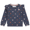 DIRKJE Baby Girl Long Sleeve Navy Top with Hearts