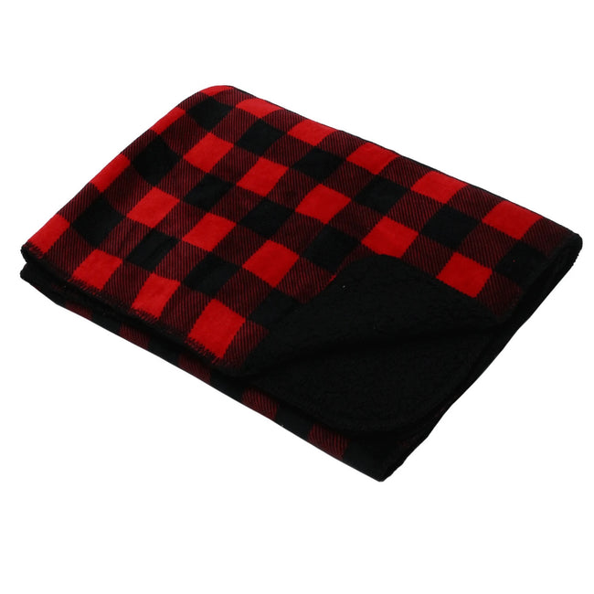 Great Northern  Red Black Plaid Sherpa Blanket 1