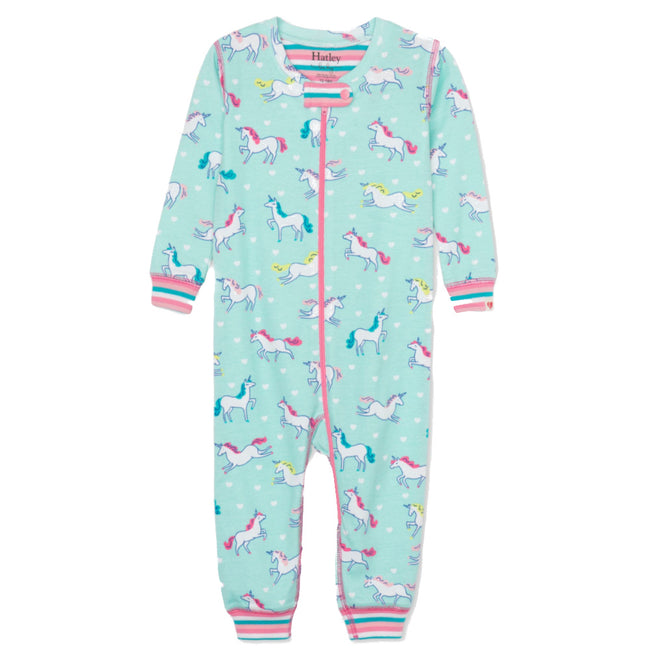 Hatley Baby Girl Prancing Unicorn Organic Cotton Coverall Front