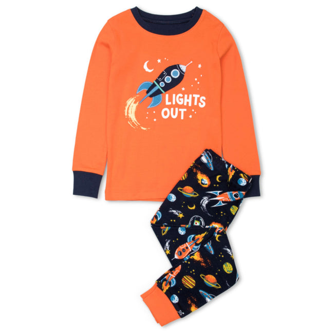 Hatley Little Boy Organic Cotton Retro Rockets Pajama Set