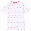 Hatley Little Boy White Tee with All Over Print Red Anchors Back