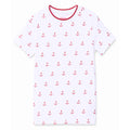 Hatley Little Boy White Tee with All Over Print Red Anchors Front