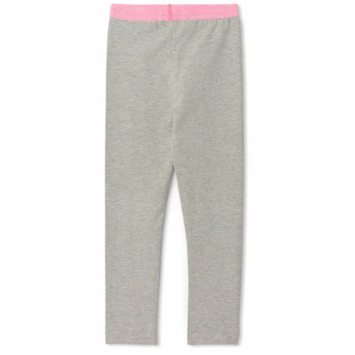Hatley Little Girl Grey Leggings with Pink Glitter Waistband Back