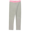 Hatley Little Girl Grey Leggings with Pink Glitter Waistband Front
