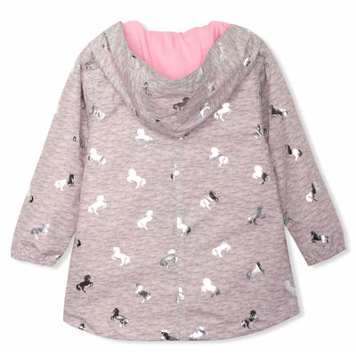 Hatley Little Girl Playful Ponies Rain Jacket Back