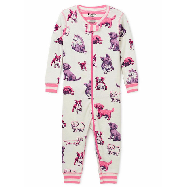 HAHATLEY Baby Girl Organic Cotton Coverall with Precious Pups Print
