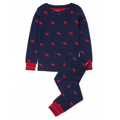 HATLEY Little Boy Organic Cotton Red Moose 2 Piece Pajama