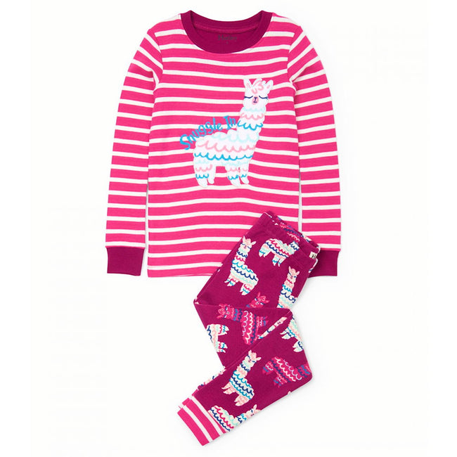 HATLEY Little Girl Organic Cotton Applique Adorable Alpacas 2 Piece Pajama Set