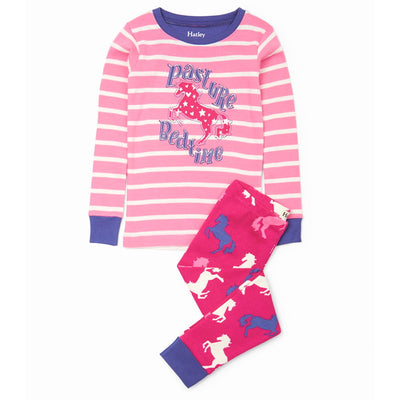 Hatley Kids Little Girl Playful Horses Applique 2 Piece Pajama Set