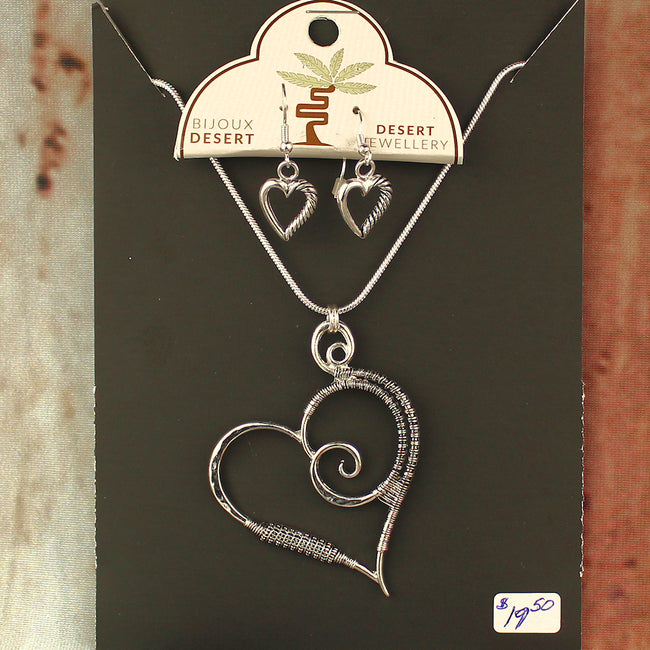 Hearts Necklace and Earring Set