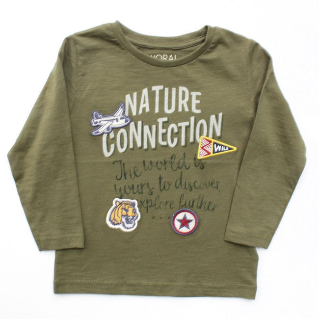 Mayoral Little Boy Long Sleeve Green Graphic Tee