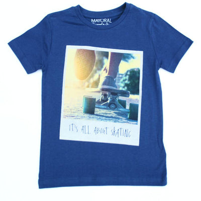 MAYORAL Little Boy Royal Blue Short Sleeve Graphic Tee (Sz 6)