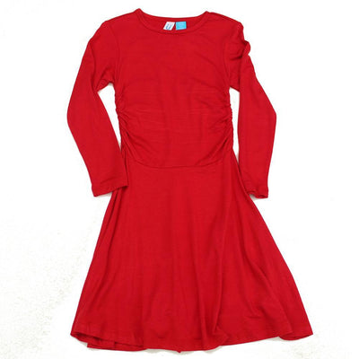 BLUBYBLU Big Girl Preteen Girls Red Long Sleeve Jersey Dress
