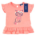 M-I-D Baby Girl Pink Cat Short Sleeve T-Shirt Front