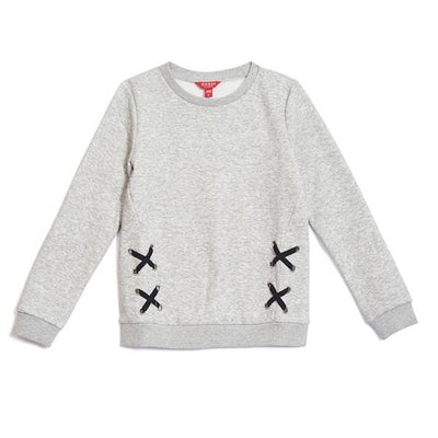 GUESS KIDSWEAR Big  Girl Lace Up Grey Sweatshirt