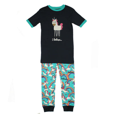 Lazy One Kids Girls Unicorn Pajama PJ Set