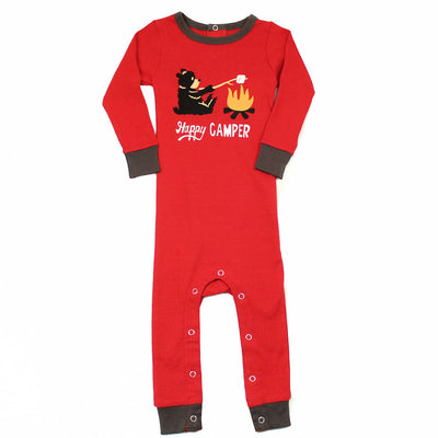 Lazy One Camping Bear Baby Boy Baby Girl Snap Onsie Union