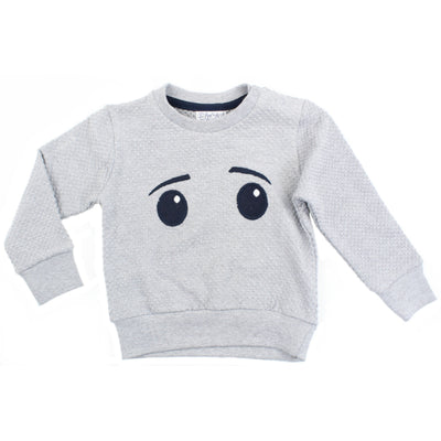 Dirkje Infant Baby Boy Girl Grey Pullover Embroidered Eyes