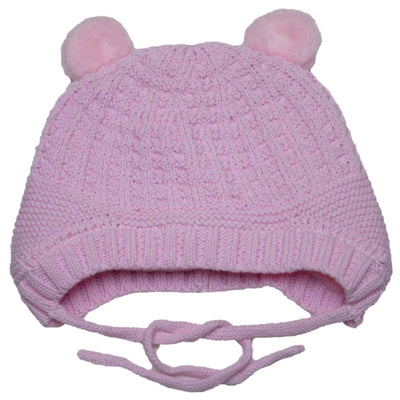 Calikids Baby Fleece Bear Ears Winter Toque Hat Pink