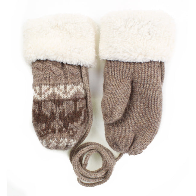 Toddler Brown Corded Sherpa Mittens