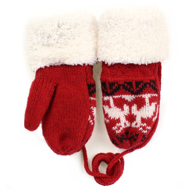 Toddler Red Corded Sherpa Mittens