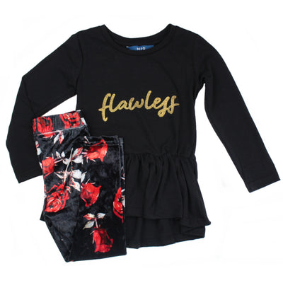 M-I-D Toddler and Little Girls Tunic Top With Floral Leggings