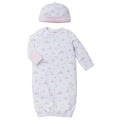 LITTLE ME Baby Girl Pink Baby Bunnies Sleep Sack Gown with Hat