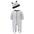 LITTLE ME Baby Boy Grey Dalmatian Footie with Hat