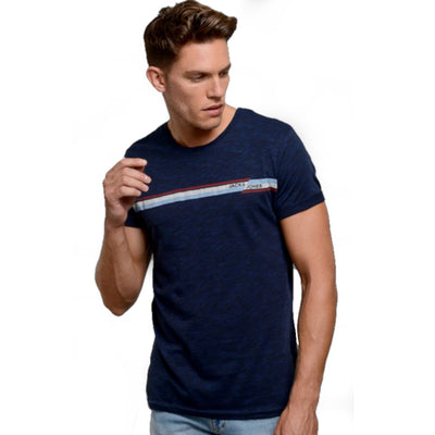JACK & JONES Rudd Short Sleeve T-Shirt Navy Model