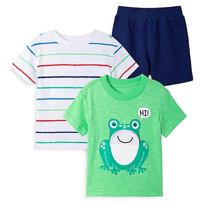 Little Me Baby Boy Frog 3 Pc Shorts Playset