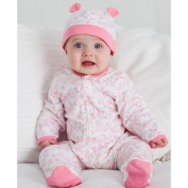 LITTLE ME Baby Girl Teddy Footed Sleeper And Hat