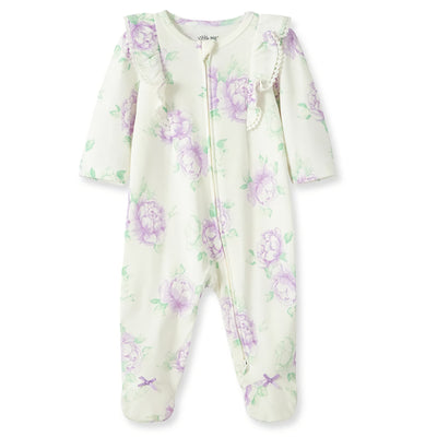LITTLE ME Baby Girl Lavish Blooms Footed Sleeper with Hat