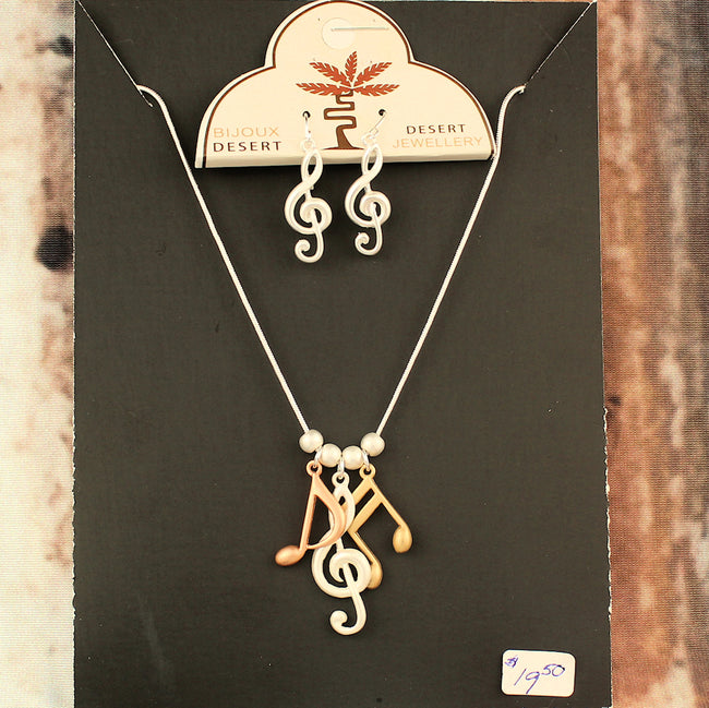 Musical Notes Necklace and Earrings Set