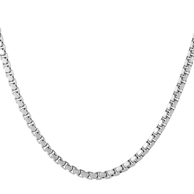 STAINLESS STEEL POLISHED BOX CHAIN NECKLACE