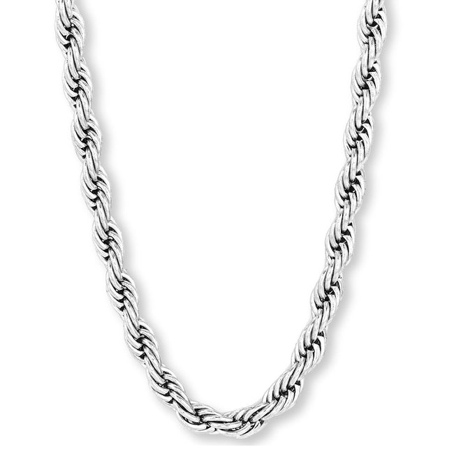 POLISHED STAINLESS STEEL TEXTURED ROLO CHAIN NECKLACE