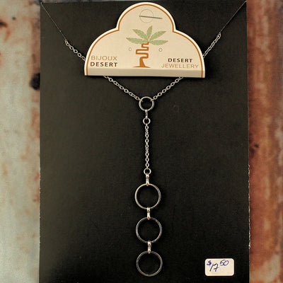 3 Vertical Rings Nickle Free Necklace