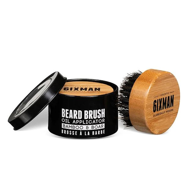 6IXMAN Bamboo and Boar Beard Brush in Tin