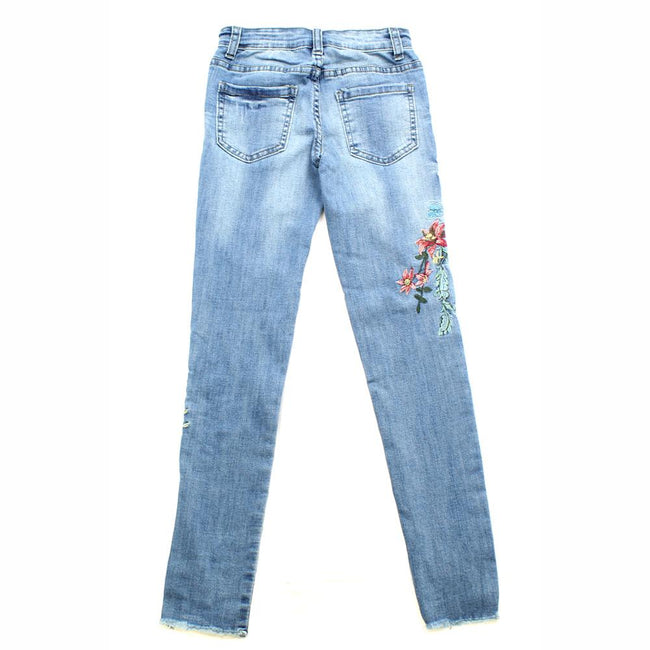 DEX KIDS Big Girl Denim Jeans with Floral Embroidery Back