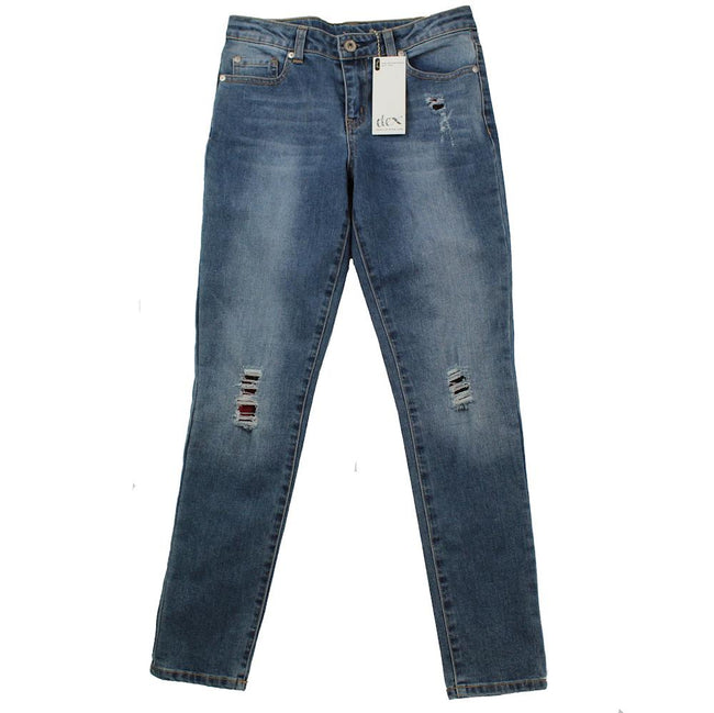 DEX KIDS Big Girl Distressed Patched Denim Jeans Front