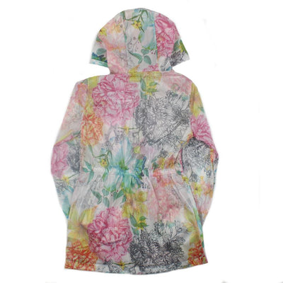 DEX KIDS Big Girl Floral Print Hooded Rain Jacket Back