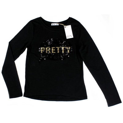 Dex Big Girl Long Sleeve Sequin Change Pretty Tee Shirt