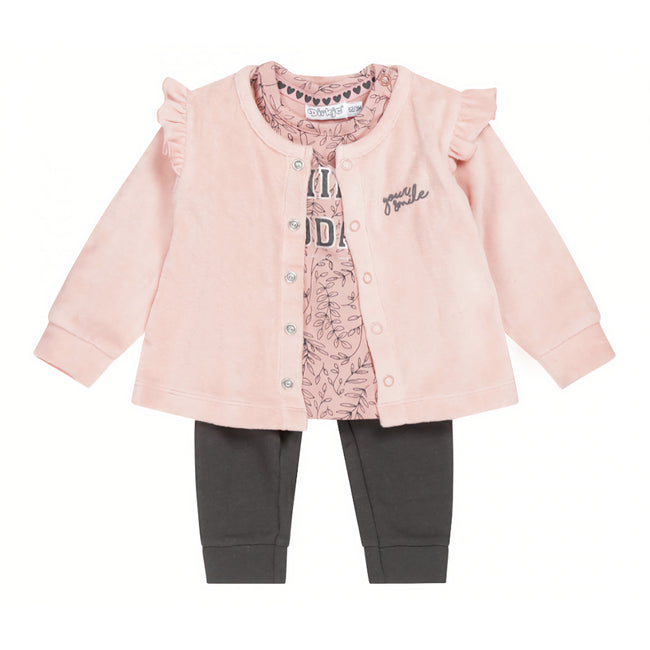 DIRKJE Baby Girl Pink Brown Pant Set with Jacket