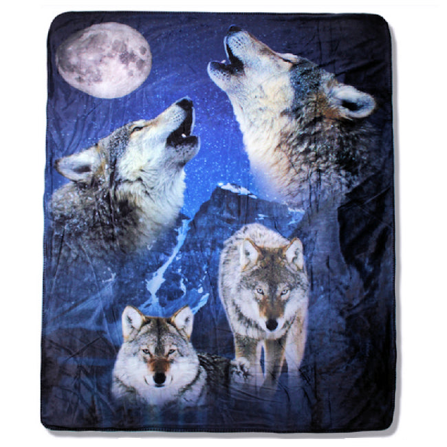 Great Northern Wild Collection Wolves Sherpa Blanket Throw Full