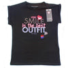 GUESS KIDSWEAR Big Girls Black Glitter Tee Shirt