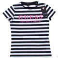GUESS KIDSWEAR Big Girl Black and White Striped Tee Shirt