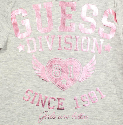 GUESS KIDSWEAR Little Girl Grey Long Sleeve Foil Graphic Tee Shirt Back