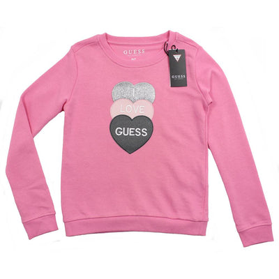 Guess KIDSWEAR Little Girl Pink Sweatshirt Hearts Glitter