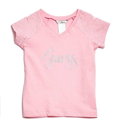 GUESS KIDSWEAR Little Girl Short Sleeve Pink Tee Shirt