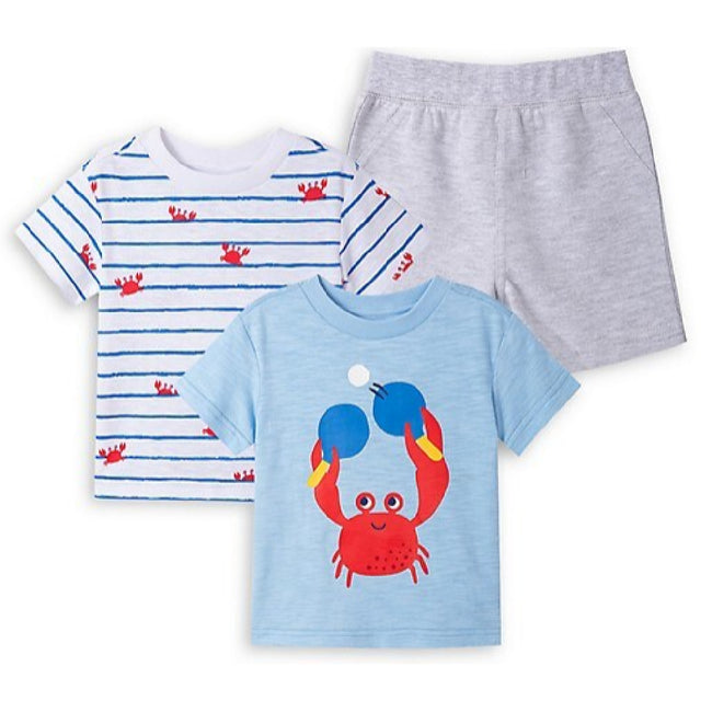 LITTLE ME Baby Boy 3 PC Crab Shorts and Tees Playset