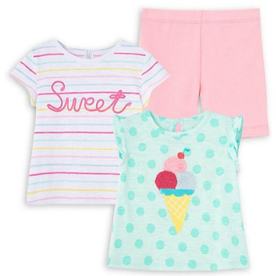 LITTLE ME Baby Girl 3 Pc Sweet Ice Cream Shorts Playset